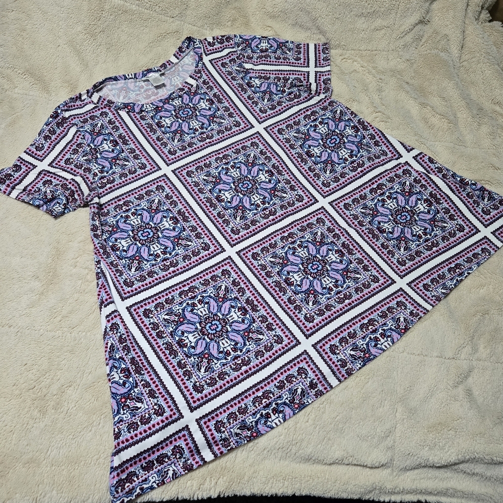 Mosaic Patchwork Design Honey and Lace Tustin Tunic, 3X